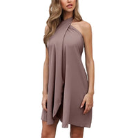 Summer New Sleeveless Lace-up Casual Dress Women Sexy Off the Shoulder Backless Holiday Beachwear Mini Dress