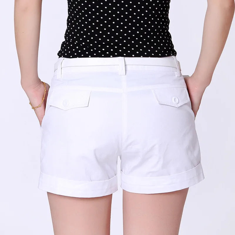 2023 Summer Korean Style Summer Woman Fashion Shorts Size S-2XL Khaki&White New Fashion Design Lady Casual Short