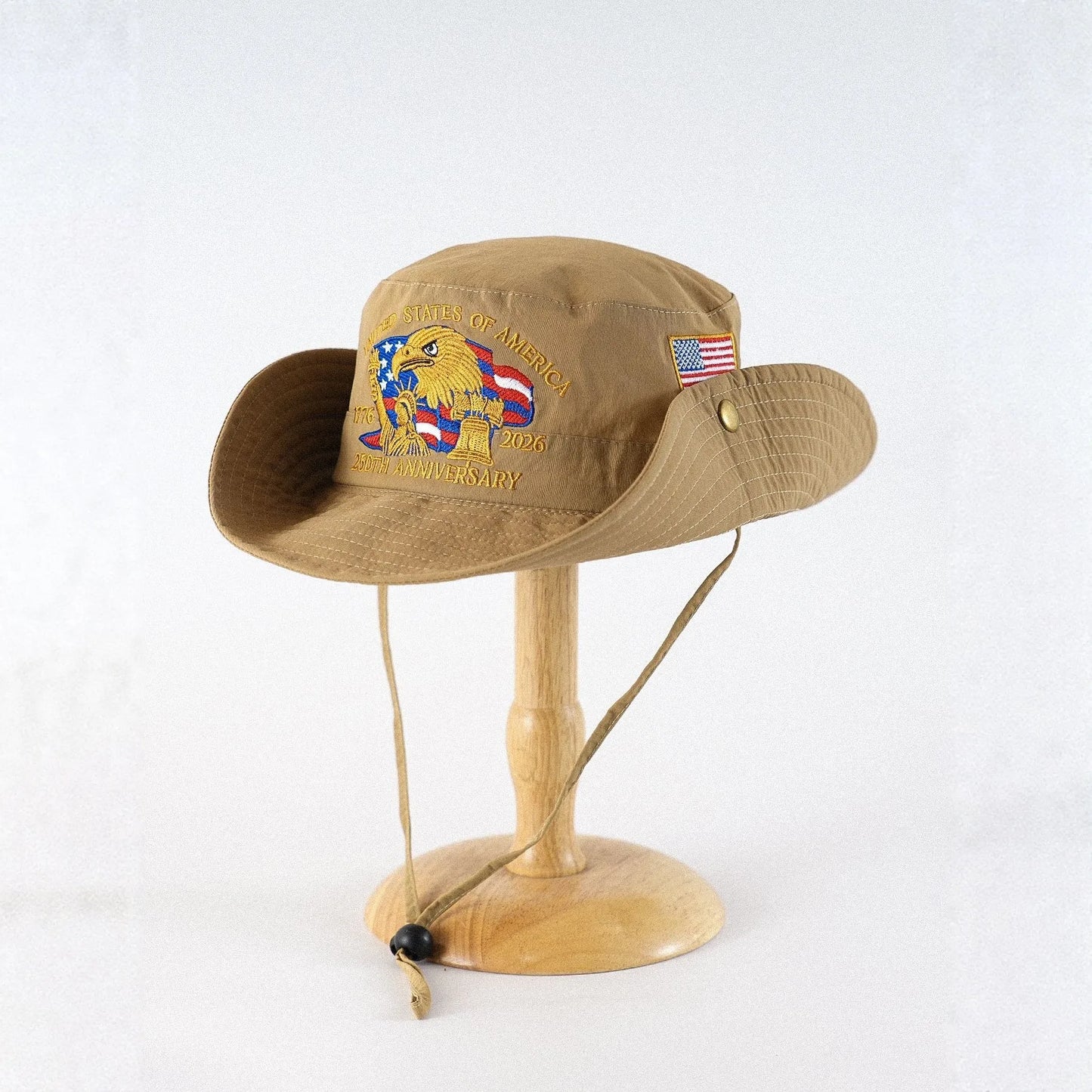 US 250th Anniversary Patriotic Bucket Hat Embroidered American Flag Eagle Fisherman Sun Hat 1776-2026 Souvenir Gift