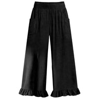 Woman new Wide Leg Linen Pants fashion ruffles High Waist beach party cotton pants Boho Summer Casual Loose Palazzo Pants mujer