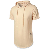 Summer Hooded Sweatwear New Mens Short Sleeve Loose T-shirt Solid Color Lightweight Hoodie Fitness Breathable Collar Tops