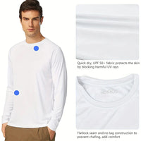 UV Men's Sun Protection Long Sleeve Summer UPF50+ Performance Quick Dry Men T-shirts Breathable Hiking Workout Pullover Tops