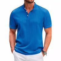 2026 Summer New Men's quick-drying Shirts Striped Jacquard Shirt Breathable Casual Comfortable Stylish Casual Short-Sleeved Top
