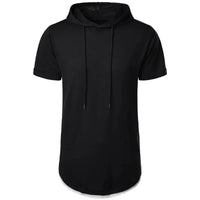 Summer Hooded Sweatwear New Mens Short Sleeve Loose T-shirt Solid Color Lightweight Hoodie Fitness Breathable Collar Tops