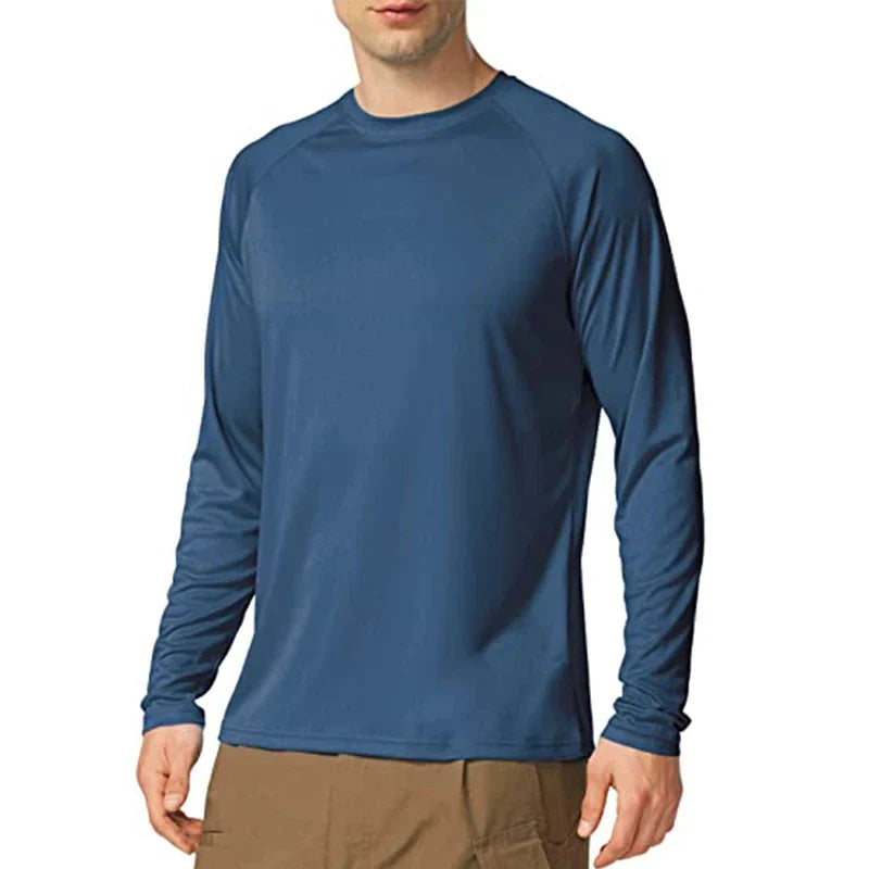 UV Men's Sun Protection Long Sleeve Summer UPF50+ Performance Quick Dry Men T-shirts Breathable Hiking Workout Pullover Tops