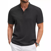 2026 Summer New Men's quick-drying Shirts Striped Jacquard Shirt Breathable Casual Comfortable Stylish Casual Short-Sleeved Top