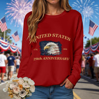 American 250th Anniversary 1776-2026 Eagle Print T-Shirt For Women July 4Th Patriotic 250th Birthday US Flag Long Sleeve Tshirts