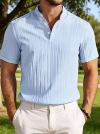 2026 Summer New Men's quick-drying Shirts Striped Jacquard Shirt Breathable Casual Comfortable Stylish Casual Short-Sleeved Top